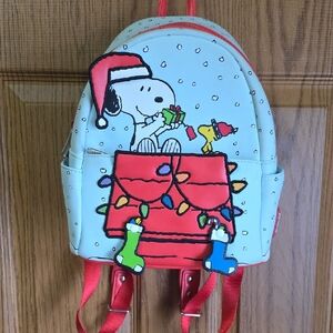 Loungefly Snoopy Christmas Backpack - Red and Blue